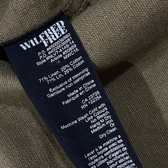 Wilfred Free Aritzia Vest Womens Small Linen Blend Military‎ Utility Layer Green - Picture 6 of 11